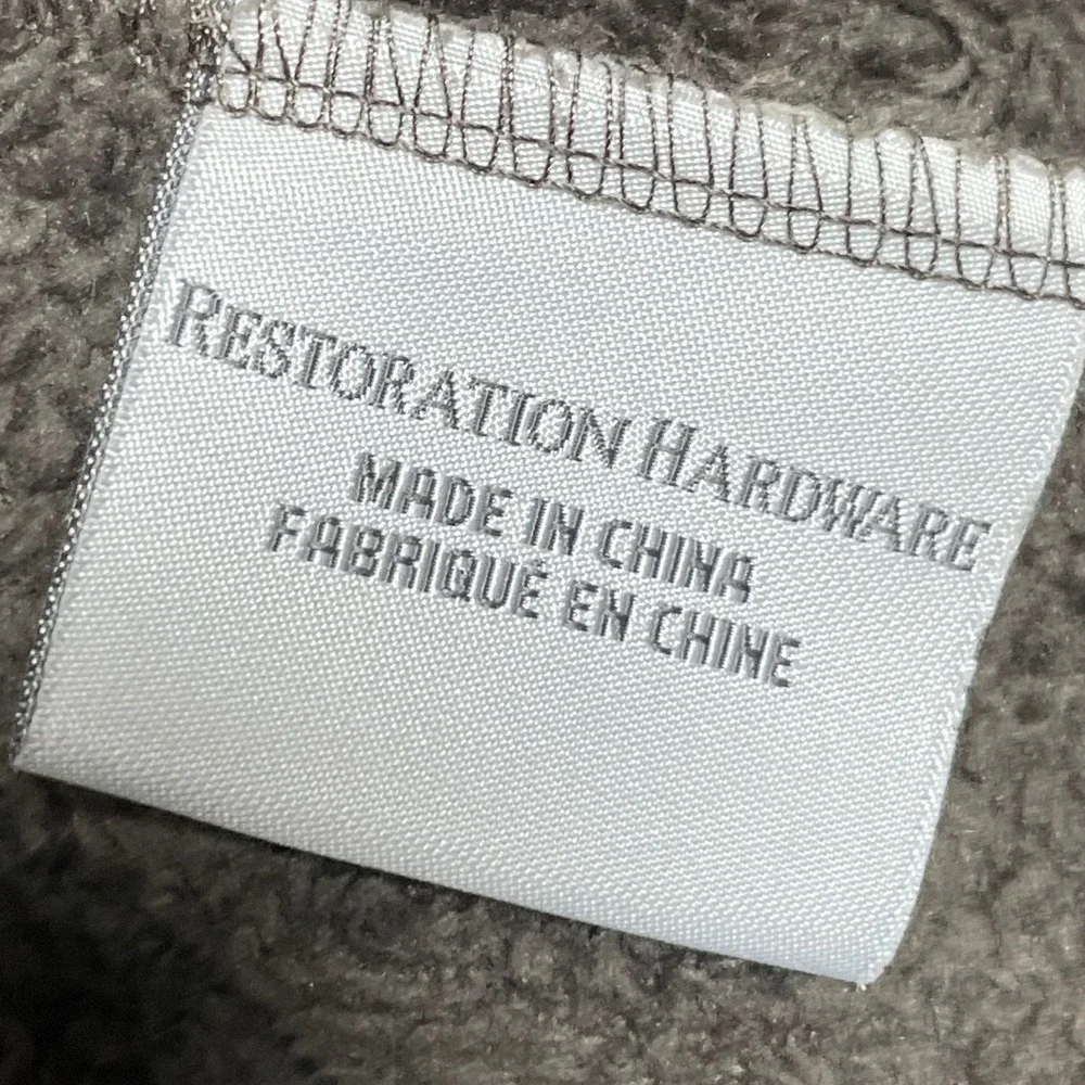 Restoration Hardware Fleece Bathrobe XL Grey Plush Shawl Collar Belted Pocket